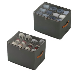 กล่องเก็บรองเท้าแบบพับได้ OEM ประหยัดพื้นที่ ผ้าอ๊อกซ์ฟอร์ด พร้อมฝาปิดใส - Product Image 1