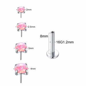 Piercing Labret Monore in Titanio G23 Senza Filettatura con Opale a Artiglio, Orecchini a Perno per Trago ed Elica, Piercing Push-in per Labbro, Gioielli per Cartilagine - Product Image 2