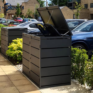 حاويات قمامة كبيرة سعة 240 لتر مع أغطية، صناديق نفايات خارجية بعجلات، صندوق قمامة للحديقة والمنزل، صندوق نفايات مجلفن مع حاويتين - Product Image 4