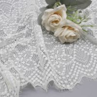 Galon élastique large de haute qualité en dentelle blanche, motif floral pour voiles, manches, cols, lingerie, robes de mariée