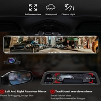 Kamera dasbor mobil layar sentuh 12 inci, kamera 4K + 2K kaca spion GPS WIFI lensa ganda 4K dvr mobil untuk mobil
