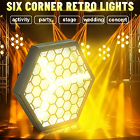 Lot de 3 projecteurs LED hexagonaux rétro 60W à effet de fond, lumière de scène de mariage RGB DMX512 IP33 en alliage d'aluminium, lumière matricielle