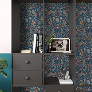 Creation Of Time And Space Morris Style Floral Bird Wallpaper Self Adhesive Waterproof For Wall Cabinet Renovation - Product Image 2