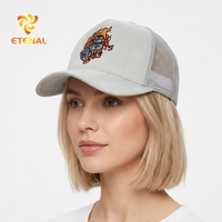 Op maat gemaakte borduurwerk handgestikte rode suède Oxford luipaard argyle/stippen fruit baseball cap 6 panel trucker cap