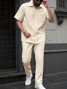 Completo casual primaverile/autunnale due pezzi: giacca a maniche lunghe con colletto abbottonato <span class=keywords><strong>e</strong></span> <span class=keywords><strong>pantaloni</strong></span> con coulisse <span class=keywords><strong>e</strong></span> tasche diagonali. - Product Image 2