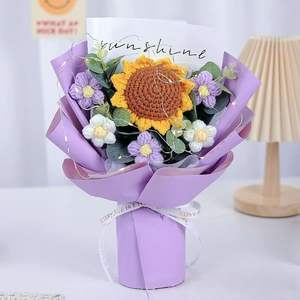 Ramo de Flores Tejidas a Mano con Luces LED, Flores de Ganchillo, Regalos <span class=keywords><strong>para</strong></span> el Día de San Valentín y el Día de la <span class=keywords><strong>Madre</strong></span>, Venta al Por Mayor - Product Image 4