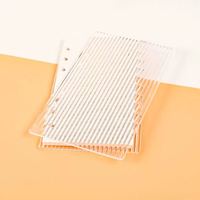 Carnet à disques avec couverture acrylique transparente cannelée, agenda rechargeable transparent personnalisable avec anneaux de reliure dorés