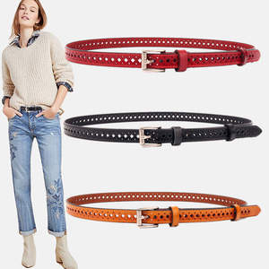 Cinturón de Cuero Genuino Tiyo, Piel de Vaca, Hebilla Rectangular Resistente, Estilo Vintage, Unisex, Ajustable, Sin Perforaciones, 2.5cm de Ancho, Deportivo, Casual - Product Image 1