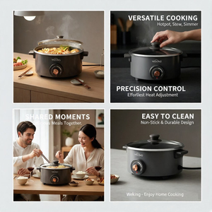 Nouveaux produits : Marmite électrique 3L avec réglage <span class=keywords><strong>de</strong></span> la chaleur, appareils <span class=keywords><strong>de</strong></span> cuisine, couleur personnalisée, couvercle <span class=keywords><strong>en</strong></span> <span class=keywords><strong>verre</strong></span> trempé pour usage domestique - Product Image 2