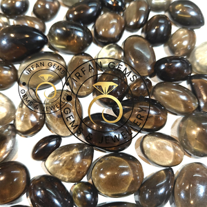 Lot en gros de cabochons en quartz fumé, vendus au poids, avec différentes formes et tailles, utilisés pour la fabrication de bijoux. Lot de pierres en quartz fumé. - Product Image 3