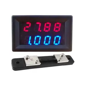 Voltímetro de 4 dígitos, medidor de alta precisão, amplificador DC0-50V 50A VA, medidor de corrente, voltímetro digital 2 em 1, LED vermelho azul, alta precisão