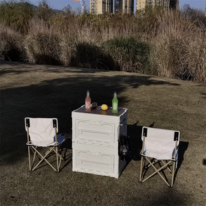 Bacs de rangement mobiles de Camping, boîte pliante <span class=keywords><strong>en</strong></span> <span class=keywords><strong>plastique</strong></span> avec couvercle <span class=keywords><strong>en</strong></span> bois, grand Volume, 2 pièces - Product Image 5