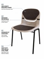 Fauteuils de réception professionnels avec coque en PP beige et revêtement marron foncé pour projets d'écoles, d'hôtels, de halls d'accueil et d'institutions