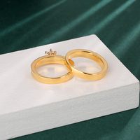 Bagues de Mariage en Gros Plaqué Or 24k, Bague de Fiançailles Couple en Zircon, Ensemble de Bijoux de Mariage
