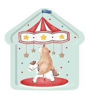 DAMAI Prêt à expédier – Vaisselle jetable écologique en papier sur le thème du cirque – Assiettes et serviettes – Ensemble de vaisselle de fête sur le thème du carnaval