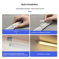 Lampu Strip LED Sensor Gerak Isi Ulang Perekat Magnetik Putih-Tanpa Kabel untuk Lemari Anggur dan Lemari
