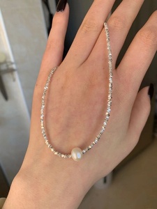 INS Dainty Cute 925 Sterling Silver Shinning Choker Bracelet with Pearl Pendant Jewelry <strong>Bangles</strong> - Product Image 2