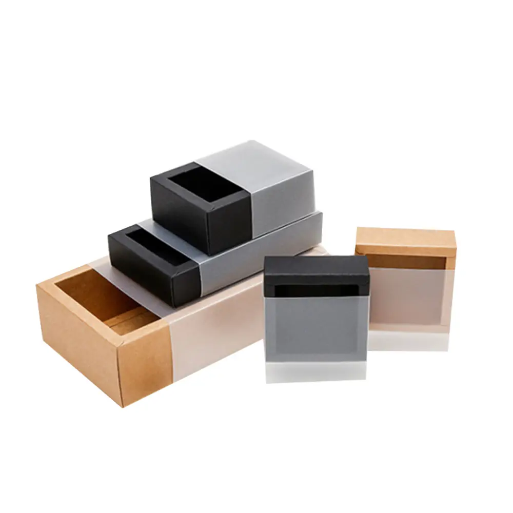 Kustom Foldable Laci Kraft Kemeja Dompet Sabuk Sabun Hadiah Kotak Kemasan dengan Jendela