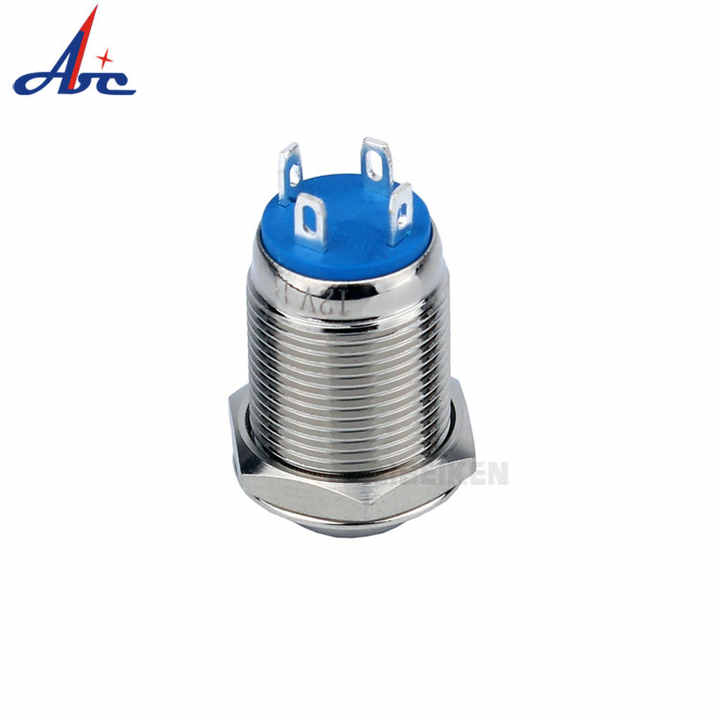 Interrupteurs Bouton-Poussoir Métal 12mm IP66 - Lot De 6 - LED Bleue
