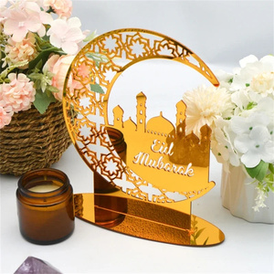Decoración de mesa Eid Mubarak, adorno acrílico, suministros para fiestas musulmanas islámicas, estrella de Luna Dorada, adornos <span class=keywords><strong>Corban</strong></span> de mesa - Product Image 5