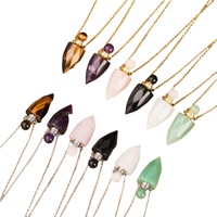 Mode nouvelle bouteille de parfum pendentif couleur pierre collier tempérament Texture femmes cadeaux bijoux pendentifs en acier inoxydable