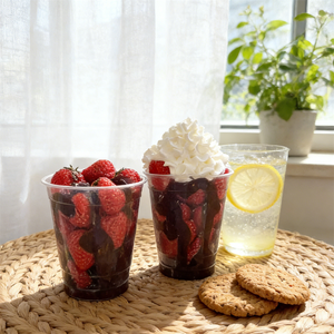 Vaso de 16oz de plástico transparente con espuma para modelo de comida artificial - Copa ecológica de fresa con crema batida y nieve para helado suave, ideal para bodas - Product Image 4