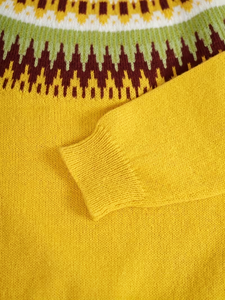 <strong>Women's</strong> Fair Isle Yoke Knit Sweater 2026 Winter Crew Neck Long Sleeve Pullover 100% Polyester <strong>Mustard</strong> Yellow Geometric <strong>Jumper</strong> - Product Image 5