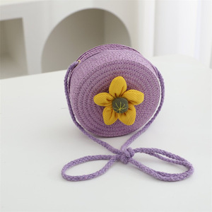 Tas jerami selempang dekorasi bunga matahari perjalanan musim panas anak perempuan grosir kustom mode - Product Image 2