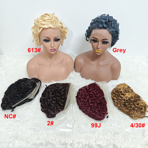 Promotion 17$ Letsfly F-909 Gris Perruques Courtes Pixie Cut Entièrement en Dentelle 13x4 100% Cheveux Humains Prix Usine Vente en Gros Pas Cher - Product Image 3