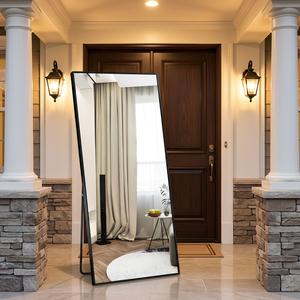 Modern Floor <b>Standing</b> Contemporary Customizable Golden Silver Aluminum Alloy Framed Eco-Friendly 3mm <b>Full</b>-<b>Length</b> <b>Mirror</b> LED - Product Image 1