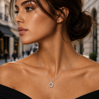 Collier Couronne Circulaire en Moissanite Plaqué Argent, Pendentif Romantique en Diamant de Laboratoire VVS, Cadeaux pour Femmes, Bijoux en Argent Sterling 925