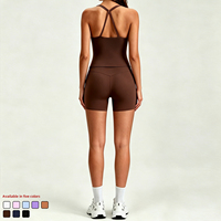 ABX8001-2+ADK8001 Ensemble de sport pour femmes, idéal pour la course et les activités de plein air, anti-boulochage, soutien-gorge et short, parfait pour le Pilates et le yoga