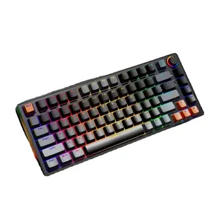 Mechanische Tastatur mit 75 Tasten Zweifarbige Multimedia-Drehknopf-RGB-Tastatur