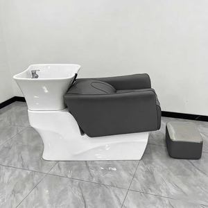 Nouveau lit de lavage semi-allongé haut de gamme pour salon de coiffure, avec bac en céramique, pour coiffure simple et rinçage des cheveux - Product Image 2