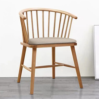 Chaise circulaire à dossier en bois massif avec broche de ferme moderne, chaise de salle à manger Simple
