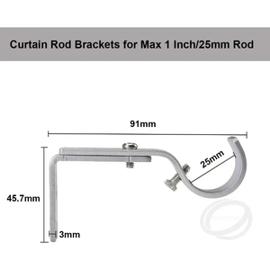 Adjustable <b>Single</b>-Side Powder Coated <b>Curtain</b> Rod Brackets and Holders for Walls Drapery Hardware Window Support - Product Image 3