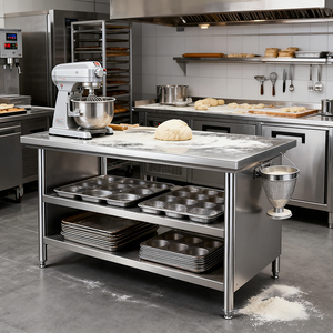 Tùy Chỉnh Nhà Máy Bán Buôn Thép Không Gỉ Thương Mại Nhà Bếp Bàn Làm Việc Thép Không Gỉ Bàn Làm Việc - Product Image 5