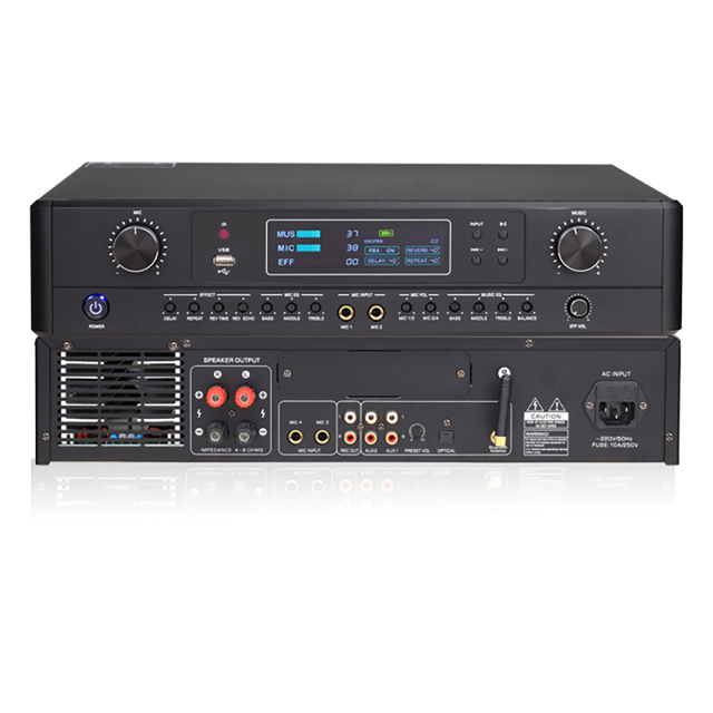 Professional 2x300W Digital Karaoke Amplifier with Metal Case 24Bit DSP for Home Theater Music TV System