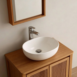 อ่างล้างหน้าเซรามิกแบบปรับแต่งได้สไตล์โฮมสเตย์สำหรับโรงแรม ตู้ห้องน้ำสไตล์ไม้ธรรมชาติ - Product Image 5