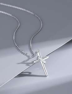 Collar de Joyería de Moda, Collar con Colgante, Joyería Fina, Collar de Plata 925, Joyería para Mujer, Plata de Ley 925, Joyería con Cruz - Product Image 3