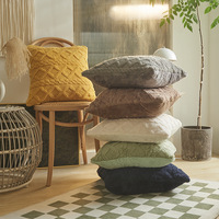 Housse de coussin de taille lombaire moderne en jacquard tissé à rayures géométriques en peluche anti-acariens pour un usage domestique