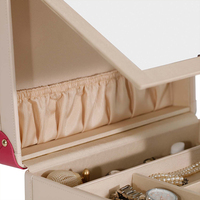 Boîte de rangement pliable en cuir PU personnalisée pour maquillage, avec miroir, étui cosmétique portable, organisateur de bijoux, tiroir vintage pour vanité