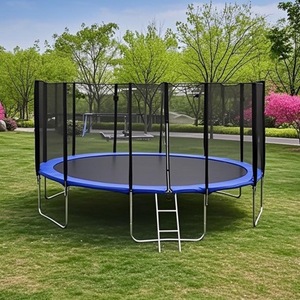 <span class=keywords><strong>Trampoline</strong></span> rond de 6 à 16 pieds, tissu vert, tubes en acier allié, système de panier de basket, échelle avancée, sûr pour les garçons - Product Image 4