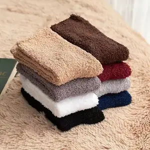 Fabriek Groothandel Mannen Winter Sokken Effen Kleur Sokken Coral Fleece Dikkere Fuzzy Warme Thermische Sokken Voor Mannen