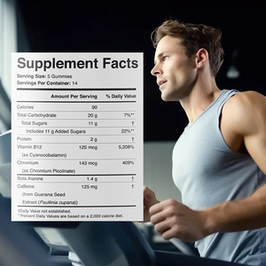 Vente en gros OEM Marque privée Gommes de pré-entraînement Bêta Alanine pré-entraînement Vitamine B12 Caféine Supplément <span class=keywords><strong>booster</strong></span> d'énergie Gommes - Product Image 2