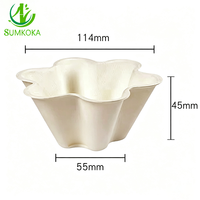 Bol en bagasse de canne à sucre jetable SUMKOKA 114 mm en forme de pétale, compostable et biodégradable, pour desserts et glaces, idéal pour les fêtes et mariages