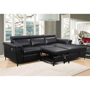 Tianhang, sofá cama Patricio de cuero transpirable negro de gama alta, juego de sofá funcional múltiple con almacenamiento y silla - Product Image 3