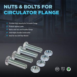 Válvula de línea central S1434, paquete de 5 tuercas y tornillos para brida de circulador, tamaño estándar para bombas Grundfos, aplicación HVAC - Product Image 3