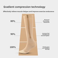 Chaussettes de sport à grip athlétique, chaussettes de compression sportives, chaussettes mi-mollet tricotées avec fermeture éclair, chaussettes de compression en nylon extensible ODM