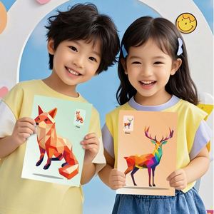 Kids Birthday <b>Gift</b> Boys Girls Book Craft 3D Geometric Animals Sticker by Number - Product Image 1